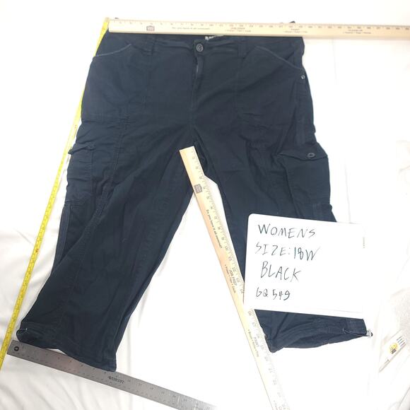 Dash Button Zip Cargo Dark Wash Pants Womens Size 18W Black - Picture 5 of 9